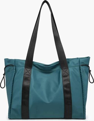 Jen & Co. Womens Lydia Drawstring Nylon Tote Bag In Peacock
