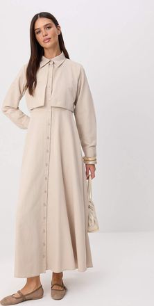 Trendyol Modest Dames Beige Effen Maxi Lang Skater Modest Jurken