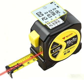 OEM Tel&eacute;metro L&aacute;ser - 50 M - Cinta M&eacute;trica De Acero 5 M - C&aacute;lculo Autom&aacute;tico De Longitud Superficie Volumen Pit&aacute;goras - Pantalla Lcd - Gancho Magn&eacute;tico - 