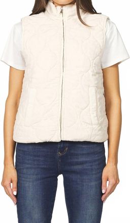 Dear John Denim Washed Quilted Vest In Beige