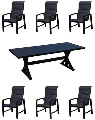 Courtyard Casual Creative Outdoor Products Courtyard Casual Santorini 7Pc 84In Rectangle Dining Table