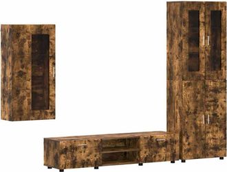 vidaXL Conjunto De Mueble De Tv Roble Ahumado Madera De Ingenier&iacute;a Vidaxl