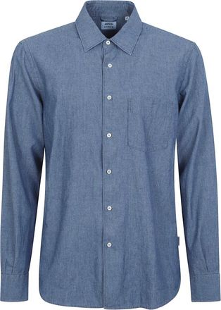 Aspesi Chambray Shirt - Heren - Casual Overhemden - Blauw - M - Katoen - Overhemden