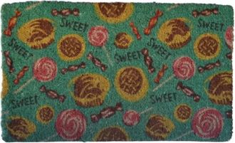 Imports Decor Candy Design Coir Doormat, Sweet Tooth Coconut Fiber Door Mat with Weather Resistant Print for Indoor Outdoor Use