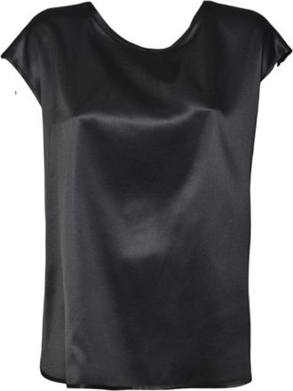 SOLOTRE Black Satin Backless Top