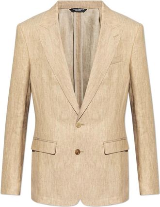 Dolce & Gabbana Linnen blazer - Heren - Blazers - Beige - XL - Linnen - Jassen