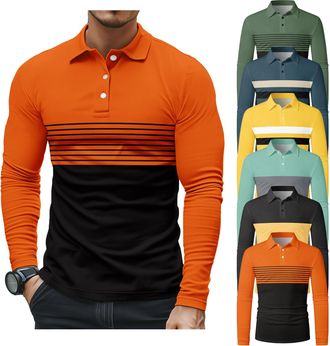 Generic 6 Pack Mens Long Sleeve Polo Shirts Print athl&eacute;tique T-Shirts Casual Vintage Classic Golf Shirt (UK, Alpha, XXL, Regular, Regular, 17)