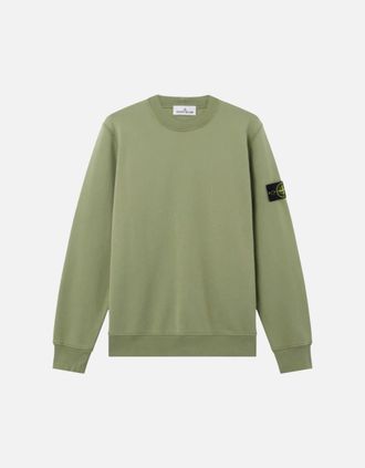 Stone Island Mens Stone Island Organic Fleece Cotton Sage Green Sweatshirt - Size: 40