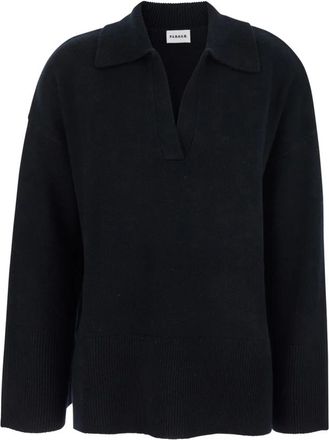 P.A.R.O.S.H. Loira Polo-Collar Trui - Dames - V-hals truien - Zwart - XS - Wol - Truien & Vesten