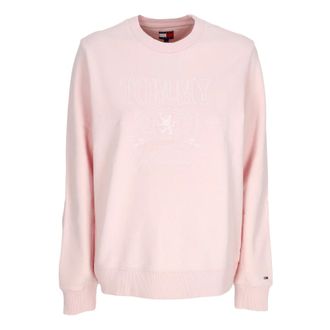 Tommy Hilfiger Hoodies & sweatvesten, Dames, Roze, XS, Katoen, Tonal Crest Crewneck