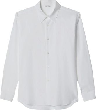 Auralee Formal Shirts, male, White, Size: M Washed Finx Twill Slim Shirt