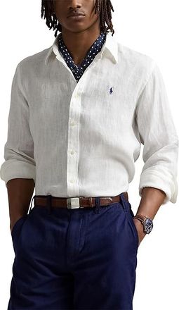 Polo Ralph Lauren Long Sleeve Linen - Classic Mens Long Sleeve Button Up Ceramic White : 2XL