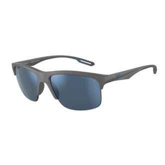 Emporio Armani 4188u Sole Semi-Rimless Grey Sunglasses with Subtle Cut-Out Details
