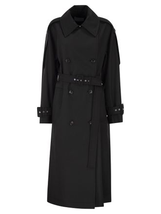 Sportmax Sportmax Spxgocce Long Trench Coat In Water Repellent Twill