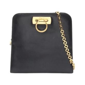 Ferragamo Pre-owned Leren Schoudertas - Dames - Pre-owned - Zwart - Maat: ONE Size Leer