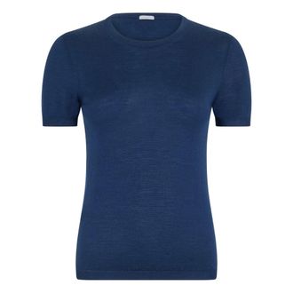 Malo Truien & Vesten, Dames, Blauw, L, Kasjmier, Cashmere en Zijde Ronde Hals Trui
