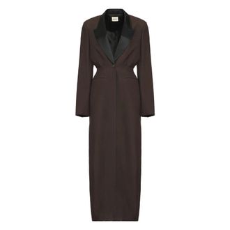 Khaite Single-Breasted Coats, female, Brown, 2XS, Bellow Single-breasted Long Coat