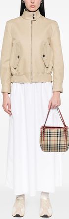 Burberry Pre-owned Womens Small Haymarket Check Canvas Canterbury Tote - Ivory Textile - One Size
