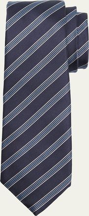 Ermenegildo Zegna Mens Herringbone Stripe Silk Tie