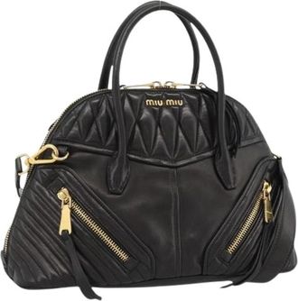 Miu Miu Pre-owned Hand Bag - Dames - Vintage Handtas - Zwart - ONE Size - Leer - Vintage