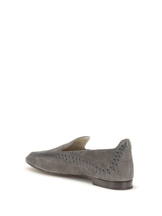 Giorgio Armani Womens Leather Loafers Grey Grey-Grey Calf Trainers Grey/grey Sneaker