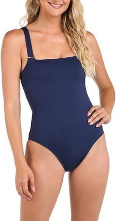 La Blanca Square Neck One-Piece Swimsuit in Indigo at Nordstrom Rack, Size 12