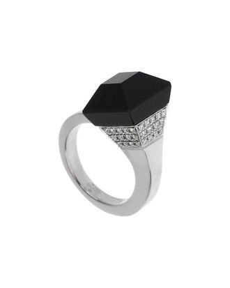 Gucci 18K 0.50 ct. tw. Diamond & Onyx Chiodo Ring (Authentic Pre-Loved)