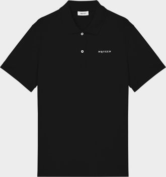 Alexander McQueen Mens Embroidered Logo Pique Polo Shirt
