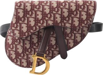 Dior Beige Bordeaux Canvas Leather Fanny Pack Saddle Bag (Pre-Owned)