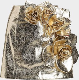 Aknvas Aksel Metallic Faux Leather Mini Skirt