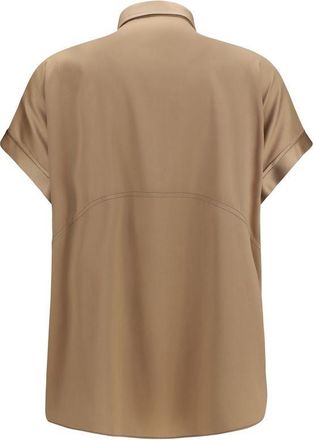 Brunello Cucinelli Womens Beige Silk Shortsleeve Shirt
