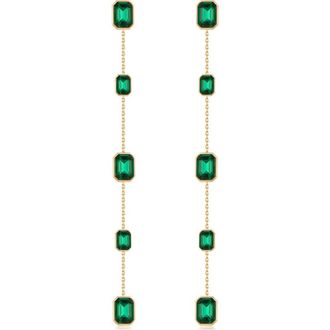 Ettika Baguette Crystal Linear Drop Earrings in Green at Nordstrom