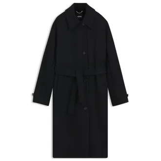 BOSS Belted wool-blend coat in a relaxed fit