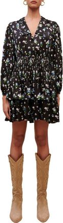 Maje Radjila Long Sleeve Floral Print Dress in Blue Bouquet at Nordstrom Rack, Size 4 (Fits Like 10 Us) / 42 Eu
