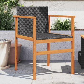 vidaXL Vidaxl - Sillas De Jard&iacute;n 2 Uds Madera Maciza Y Rat&aacute;n Sint&eacute;tico Negro