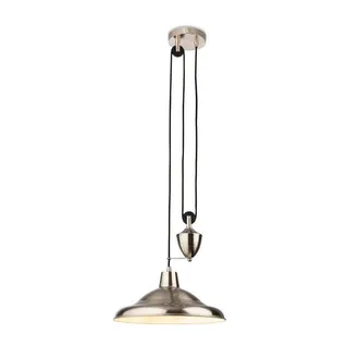 Netlighting Suffolk Rise & Fall Pendant Light Brushed Steel in Grey