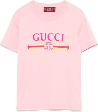 Gucci Katoenen T-shirt met logoprint - Roze