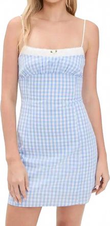 Nia Serrano Gingham Check Mini Dress In Blue