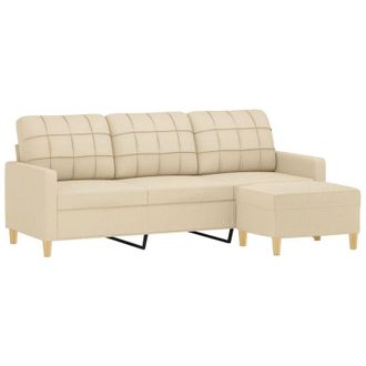 vidaXL Vidaxl - Sof&aacute; De 3 Plazas Con Taburete De Tela Crema 180 Cm