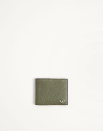 Valentino Garavani Valentino Garavani VLogo Signature Grainy Calfskin Wallet Man MILITARY GREEN UNI