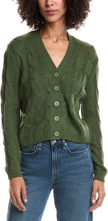 Forté Cashmere Wool & Cashmere-Blend Cable V-Neck Cardigan
