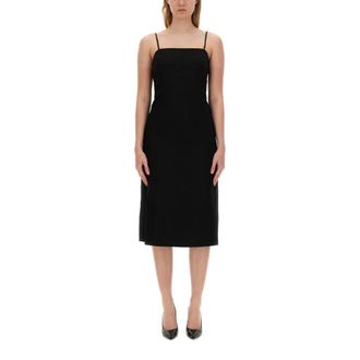 Theory Midi Jurk - Dames - Casual kleedjes - Zwart - 2XS - Linnen - Kleedjes