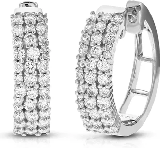 Vir Jewels 1 cttw Lab Grown Diamond Hoops Earrings in Sterling Silver With Hidden Post For Women