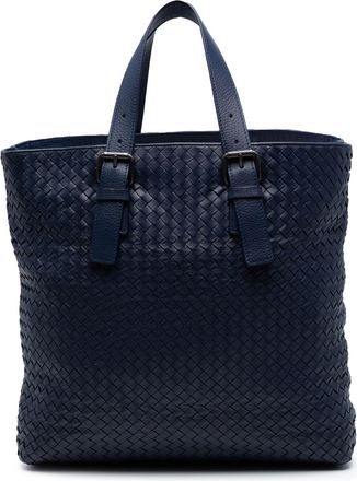 Bottega Veneta Pre-owned Womens Nappa Intrecciato Belted Tote - Dark Blue Leather - One Size
