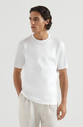 Brunello Cucinelli Cotton jersey T-shirt with piping in White at Nordstrom, Size Xxx-Large Eu