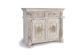 Giner&Colomer Aparador de madera de mango 2 puertas y un caj&oacute;n tallado a mano