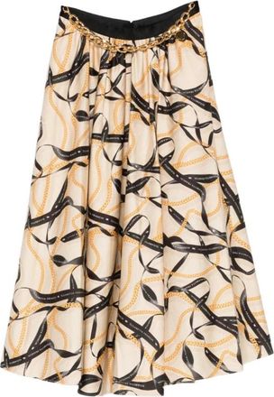 Elisabetta Franchi Midi Rok - Dames - Midirokken - Beige - S - Rokken
