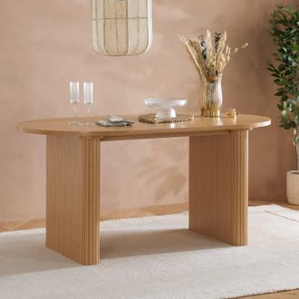 Birlea Brown Oval Fluted Dining Table Axel
