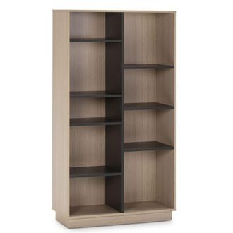 HOMN Estanter&iacute;a librer&iacute;a 150x80 cm, color roble/gris, 80 x 33 x 150 cm