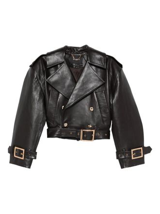 Retrof&ecirc;te double-breasted belted jacket - women - Lambskin/Polyester - M - Brown